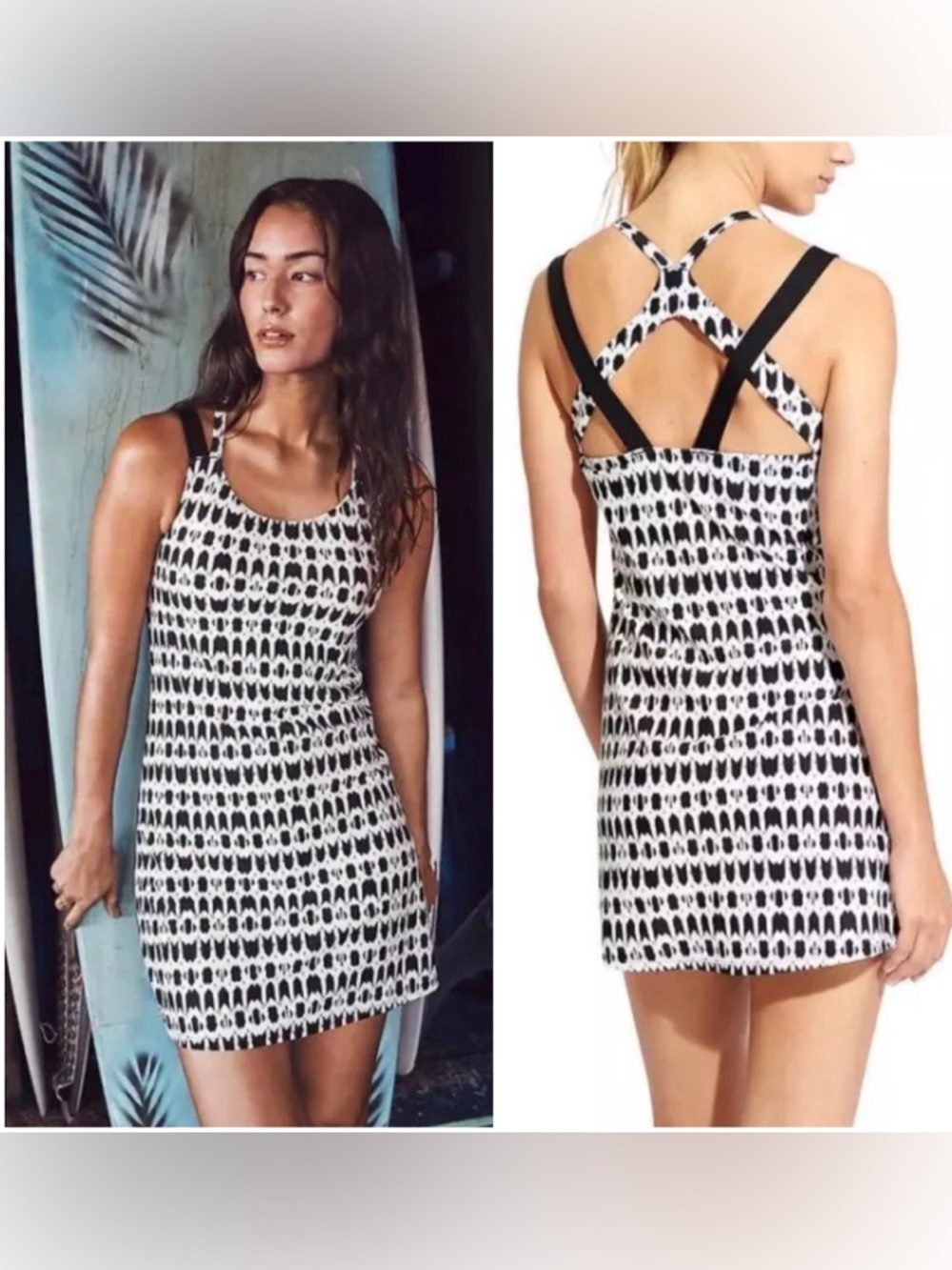 Athleta Black and White Mindelo Swim Dress Size 38 D/DD Beach Athleisure